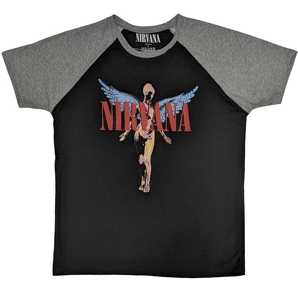 Nirvana - Angelic Heren Tshirt - Zwart/Grijs